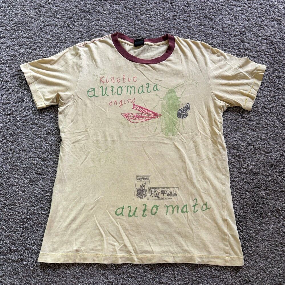 Vintage Y2K Diesel Kinetic Automata Engine T Shirt Cream Size Large